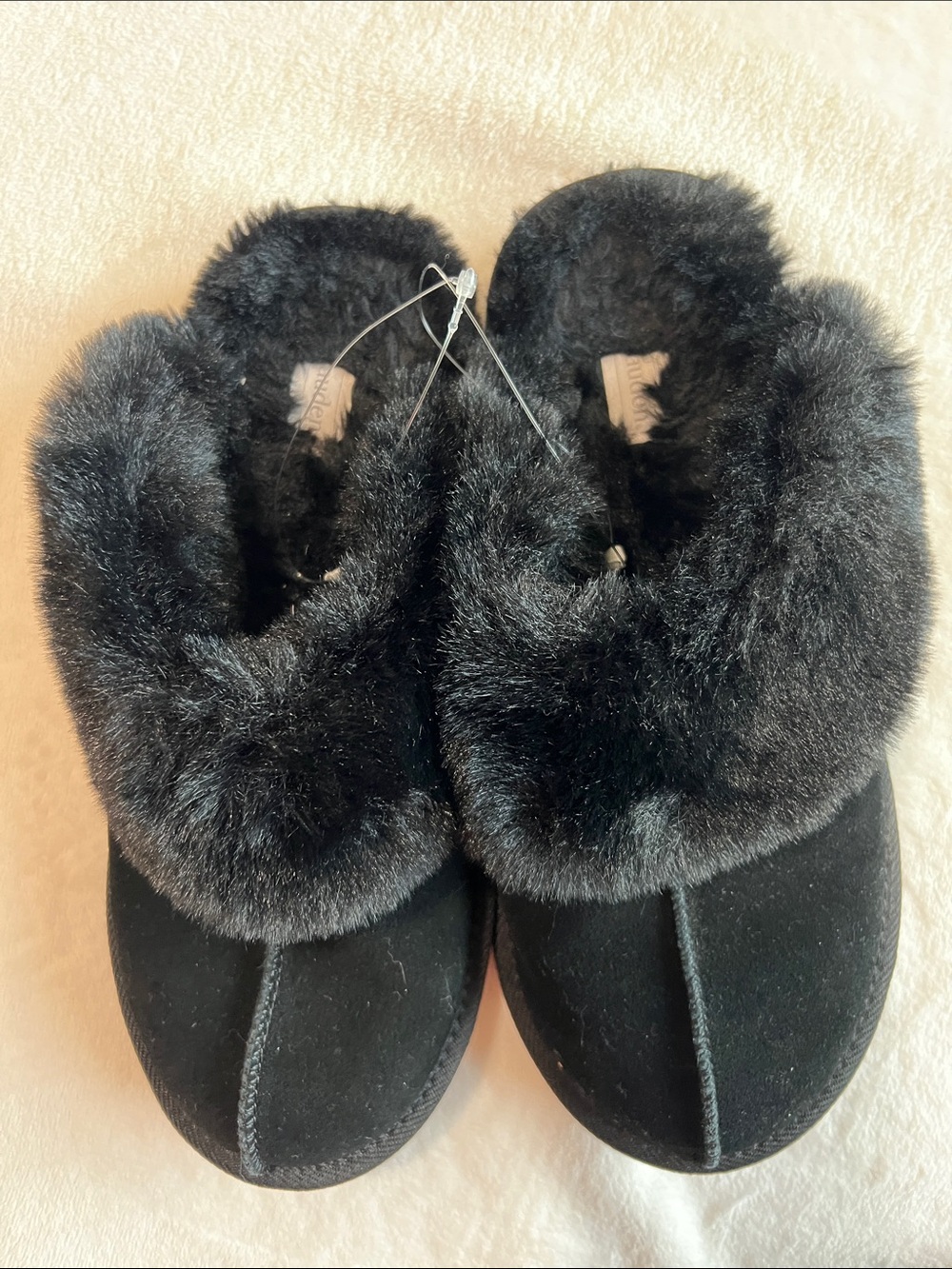 Auden Black Faux-Fur Cuff Women's Slippers